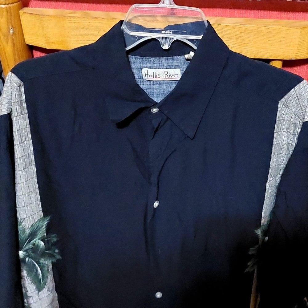 Hollis River Shirts | New Hollis River Men’s XL Button Up Short Sleeve Black Lin
